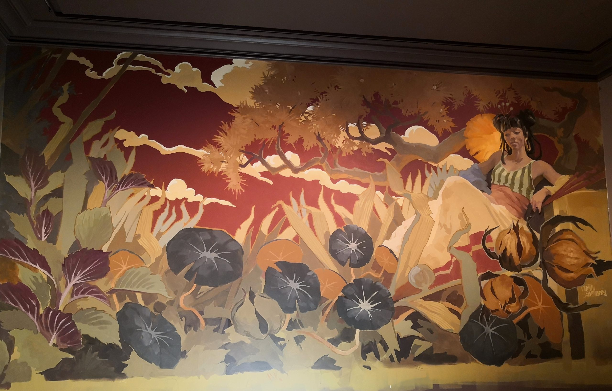 Interior painting for Korean inspired bbq restaurant, 2019, 10x3m, wallpaint