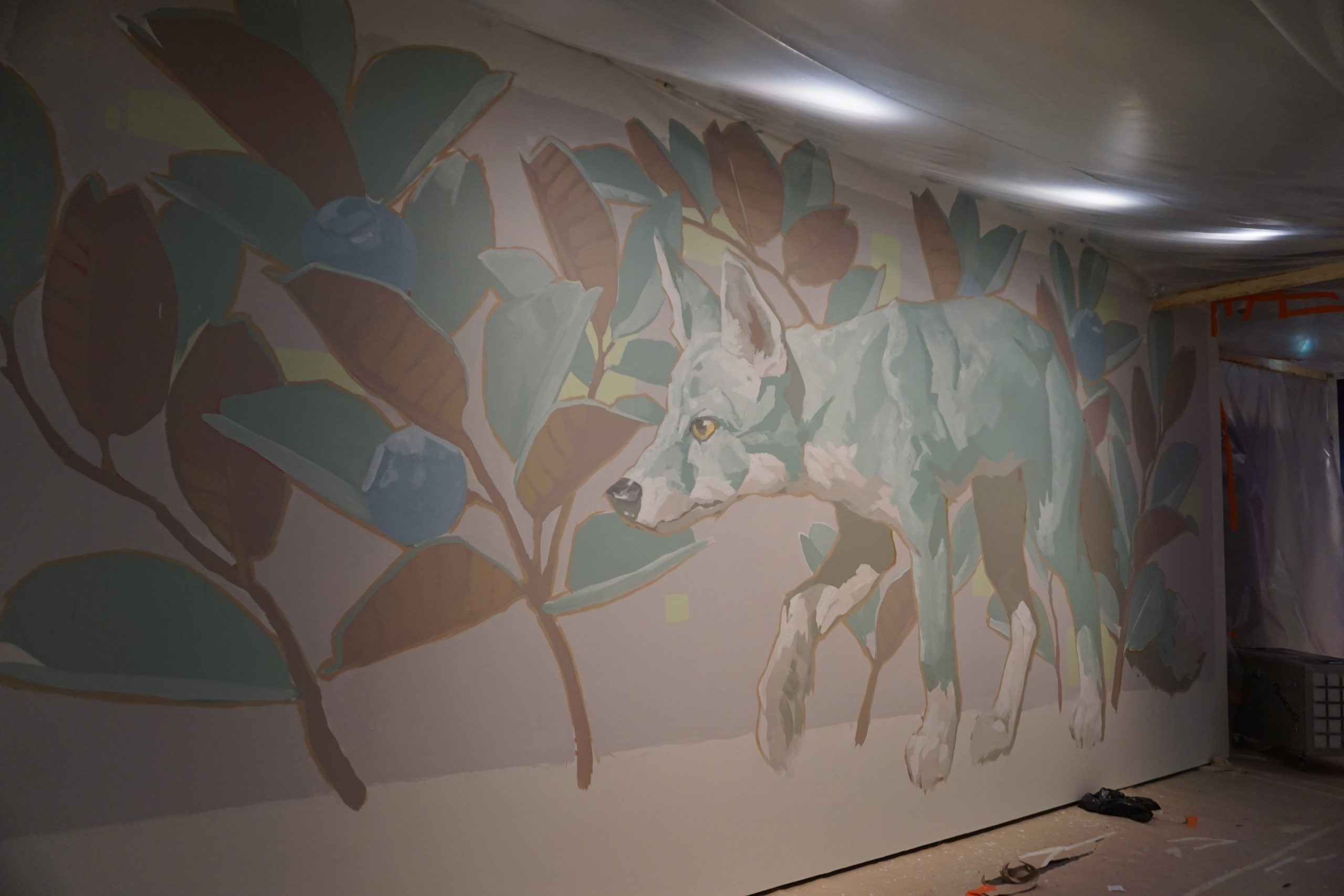 AllCity Vinski, made for exhibition organized by Urbaani ry, Kuopion Taidemuseo, 2023, wallpaint& spray 1