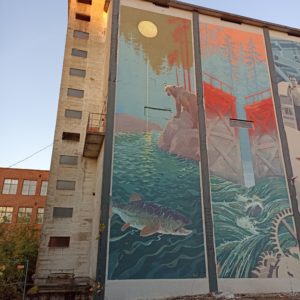 Sukupolvesta toiseen -project, part painted with Anetta Lukjanova, 2021, 27x15m, wallpaint