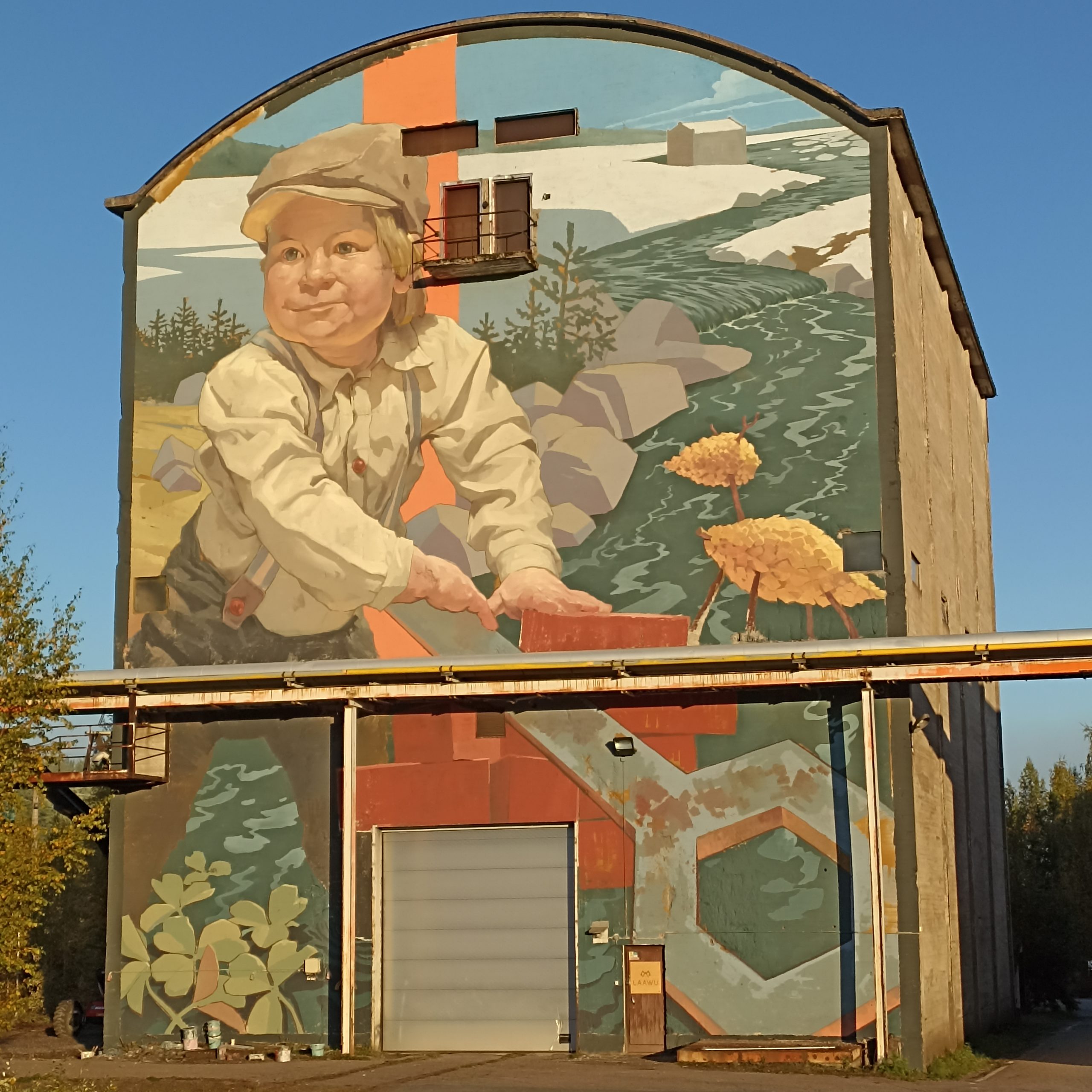 Sukupolvesta toiseen, detail, 2021, 27x15m, wallpaint