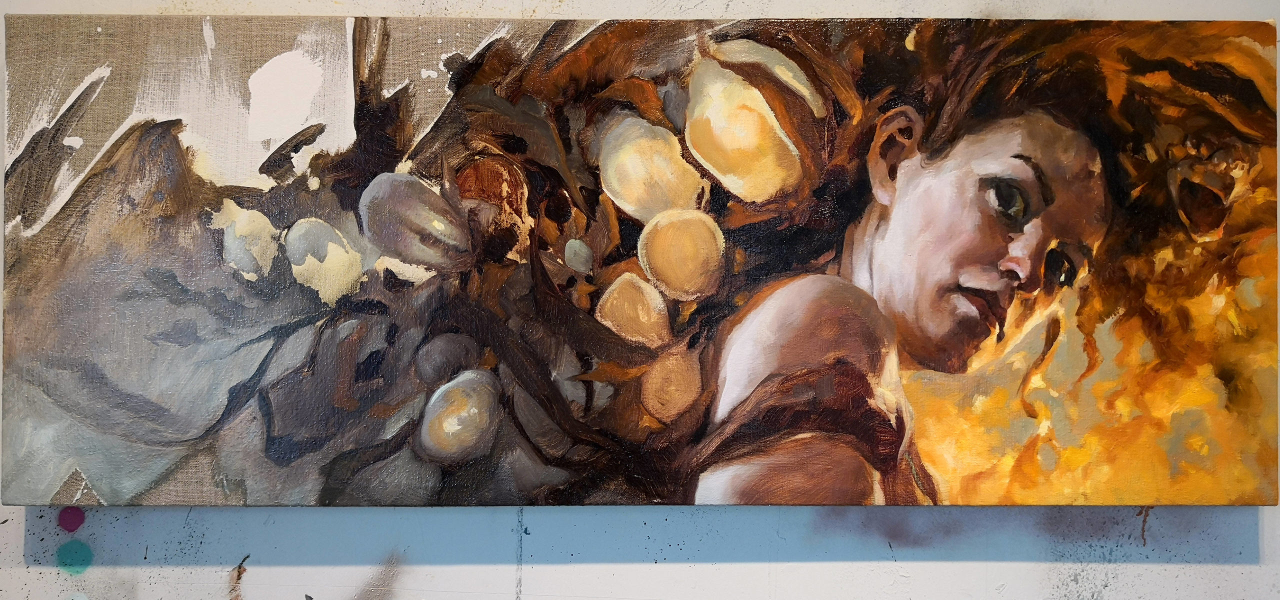 Interrupted, oil on canvas, 35x60cm, 2018