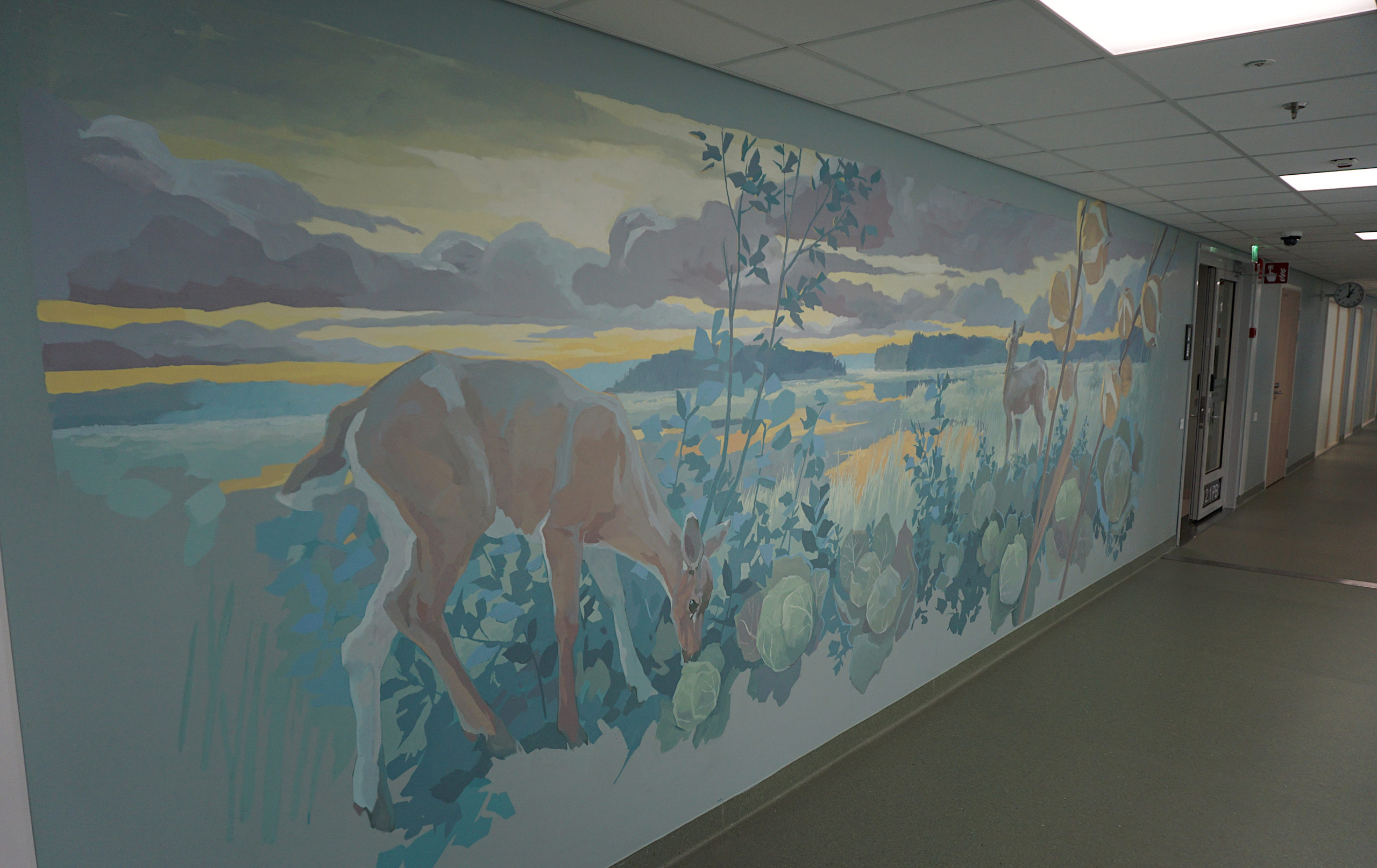 Satakunnan sairaala 2023, (detail)14x3m, wallpaint